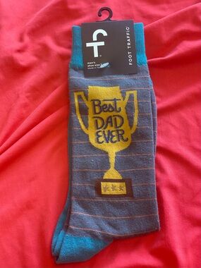Traffic Gray & Teal Crew Socks with Yellow Trophy Graphic